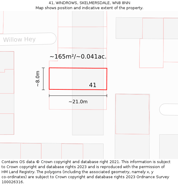 41, WINDROWS, SKELMERSDALE, WN8 8NN: Plot and title map