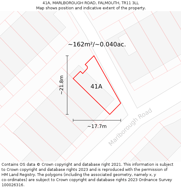 41A, MARLBOROUGH ROAD, FALMOUTH, TR11 3LL: Plot and title map