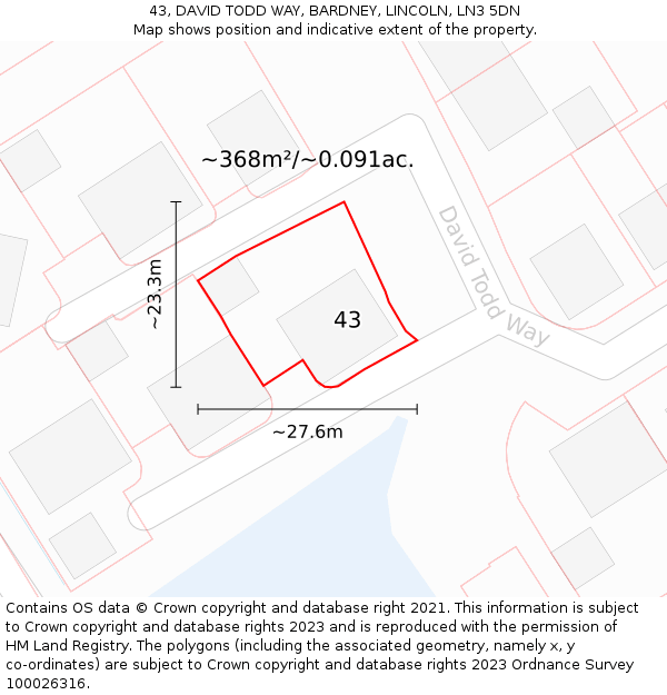 43, DAVID TODD WAY, BARDNEY, LINCOLN, LN3 5DN: Plot and title map