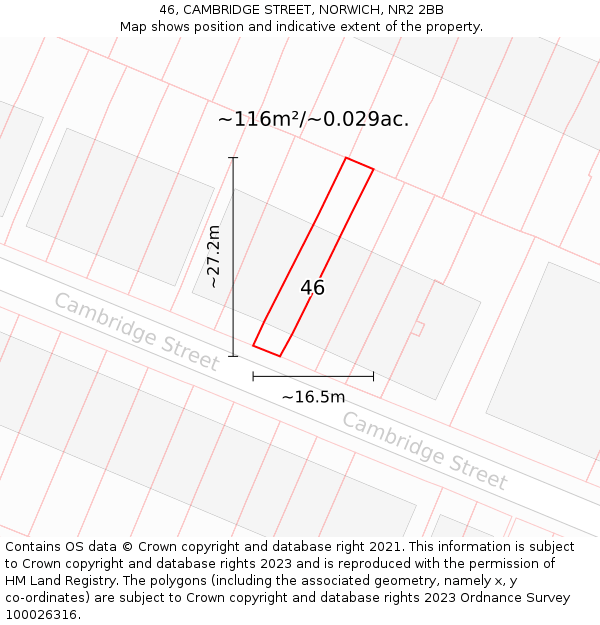 46, CAMBRIDGE STREET, NORWICH, NR2 2BB: Plot and title map