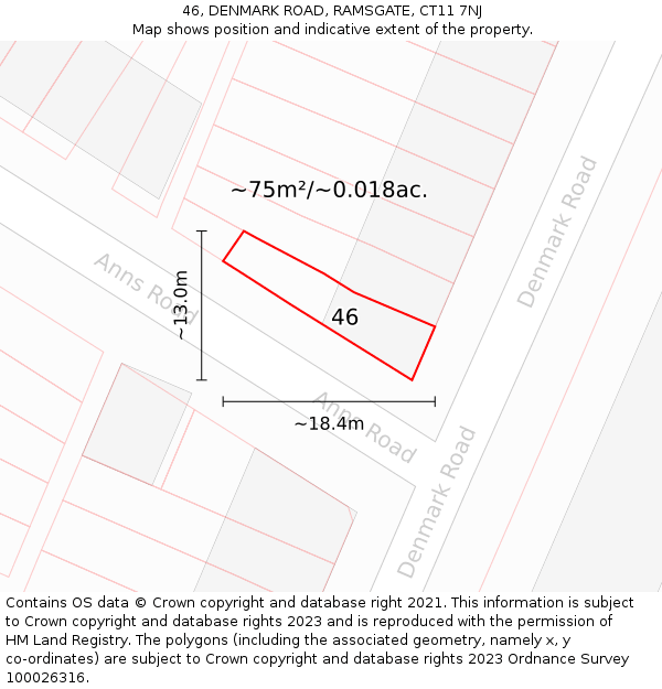 46, DENMARK ROAD, RAMSGATE, CT11 7NJ: Plot and title map