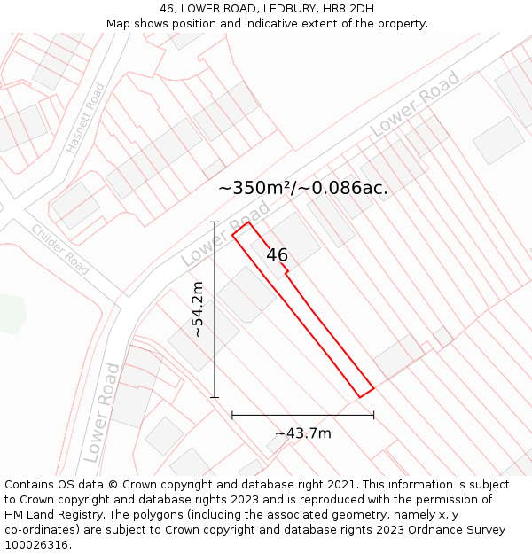 46, LOWER ROAD, LEDBURY, HR8 2DH: Plot and title map
