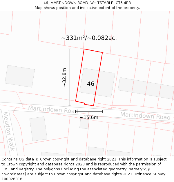 46, MARTINDOWN ROAD, WHITSTABLE, CT5 4PR: Plot and title map