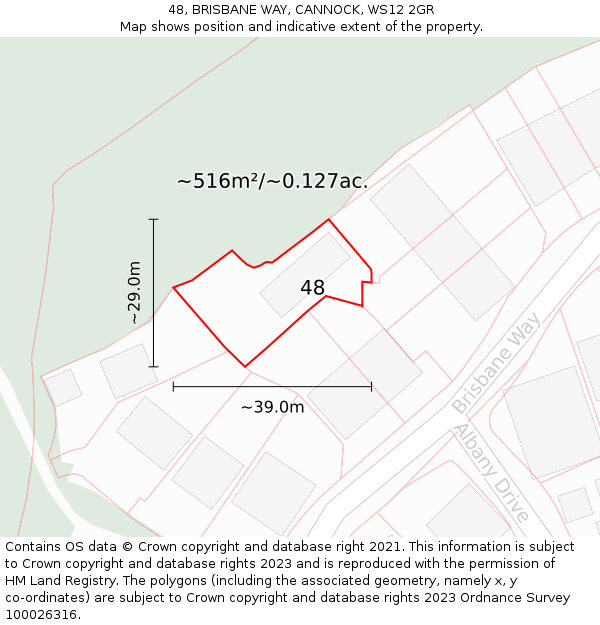 48, BRISBANE WAY, CANNOCK, WS12 2GR: Plot and title map