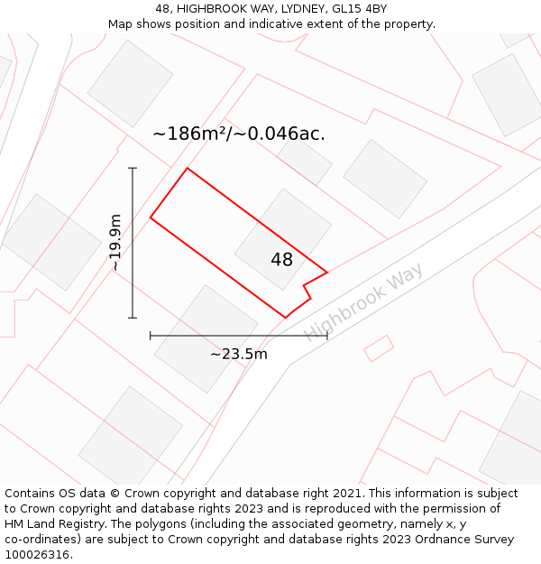 48, HIGHBROOK WAY, LYDNEY, GL15 4BY: Plot and title map
