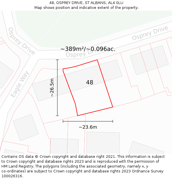 48, OSPREY DRIVE, ST ALBANS, AL4 0LU: Plot and title map