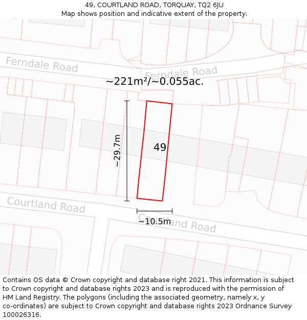 49, COURTLAND ROAD, TORQUAY, TQ2 6JU: Plot and title map