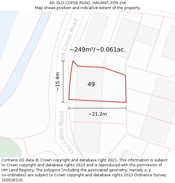 49, OLD COPSE ROAD, HAVANT, PO9 2YA: Plot and title map