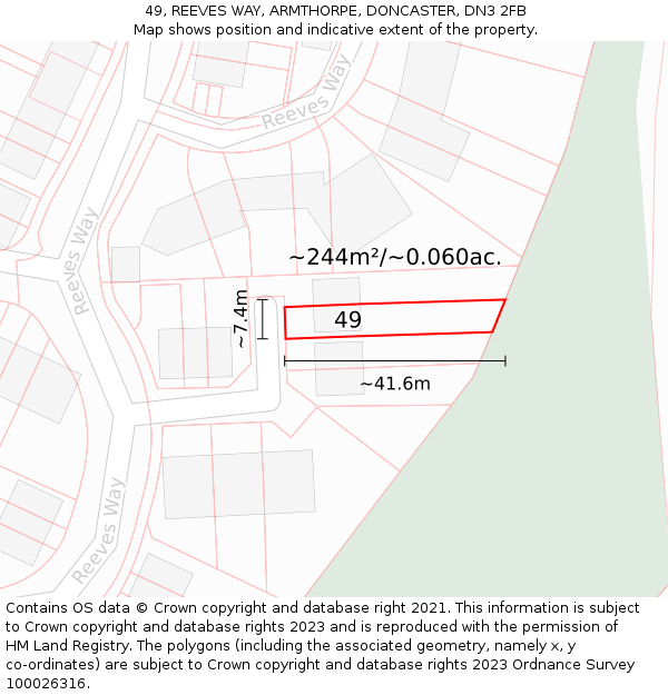 49, REEVES WAY, ARMTHORPE, DONCASTER, DN3 2FB: Plot and title map