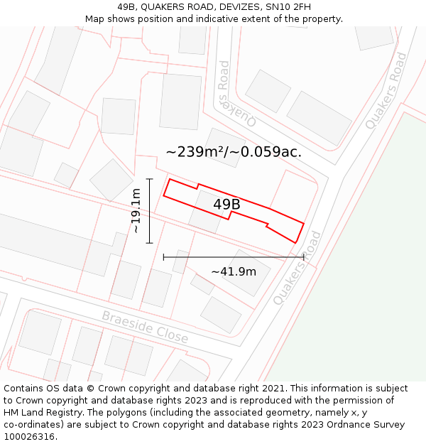 49B, QUAKERS ROAD, DEVIZES, SN10 2FH: Plot and title map
