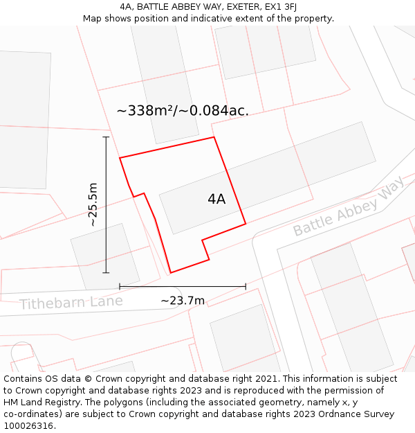 4A, BATTLE ABBEY WAY, EXETER, EX1 3FJ: Plot and title map