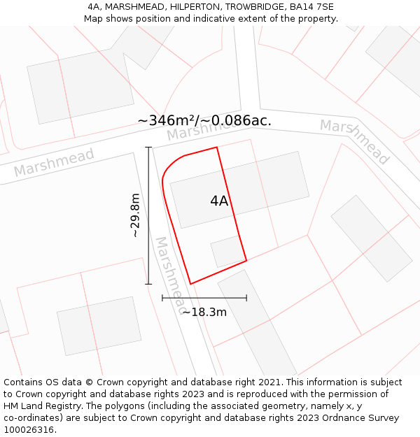4A, MARSHMEAD, HILPERTON, TROWBRIDGE, BA14 7SE: Plot and title map