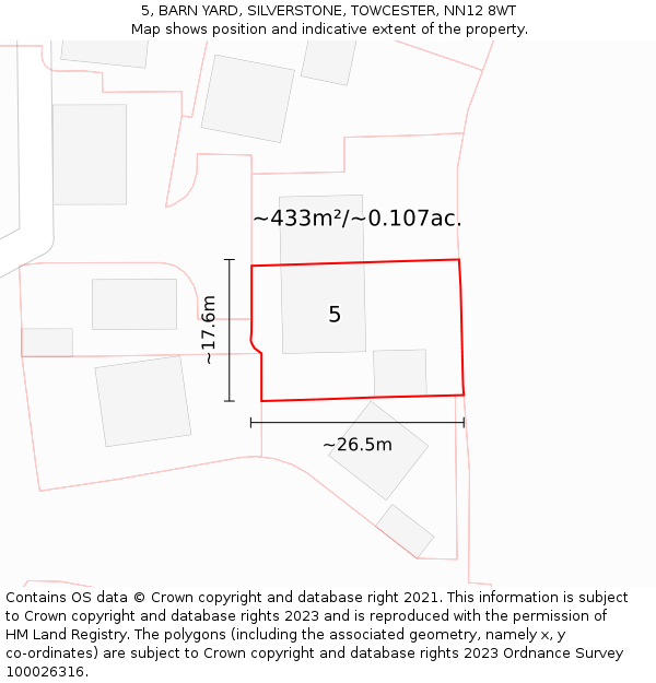 5, BARN YARD, SILVERSTONE, TOWCESTER, NN12 8WT: Plot and title map