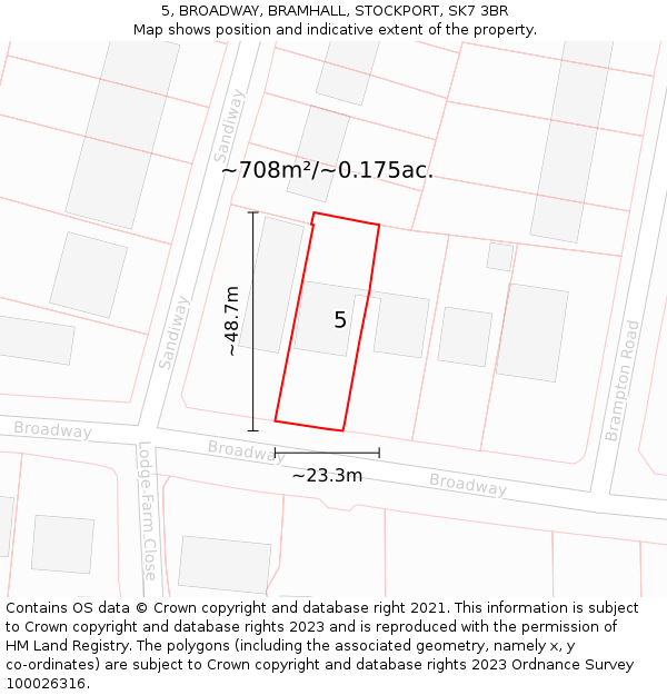 5, BROADWAY, BRAMHALL, STOCKPORT, SK7 3BR: Plot and title map