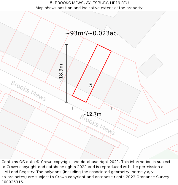 5, BROOKS MEWS, AYLESBURY, HP19 8FU: Plot and title map