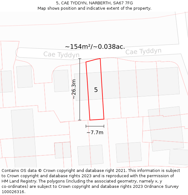 5, CAE TYDDYN, NARBERTH, SA67 7FG: Plot and title map
