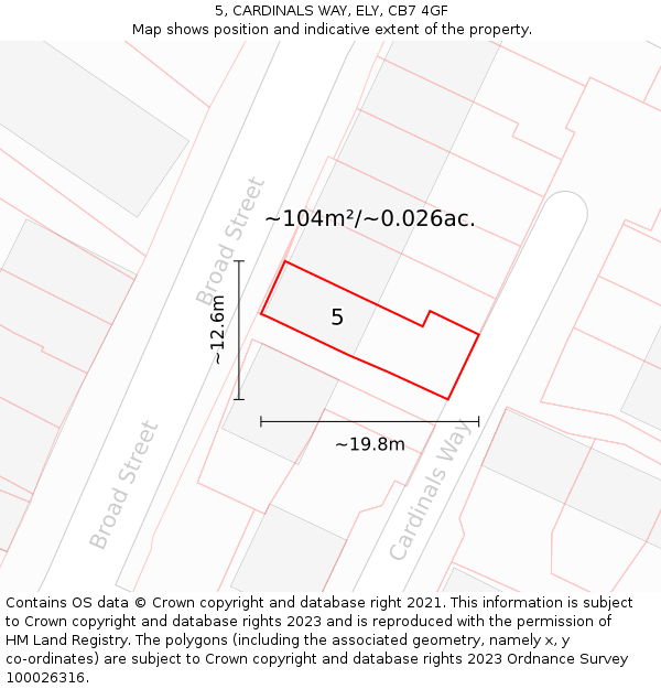 5, CARDINALS WAY, ELY, CB7 4GF: Plot and title map