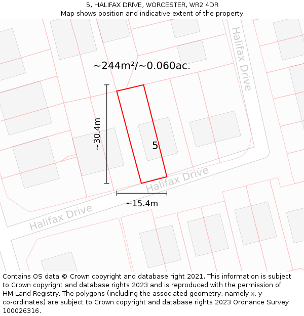 5, HALIFAX DRIVE, WORCESTER, WR2 4DR: Plot and title map