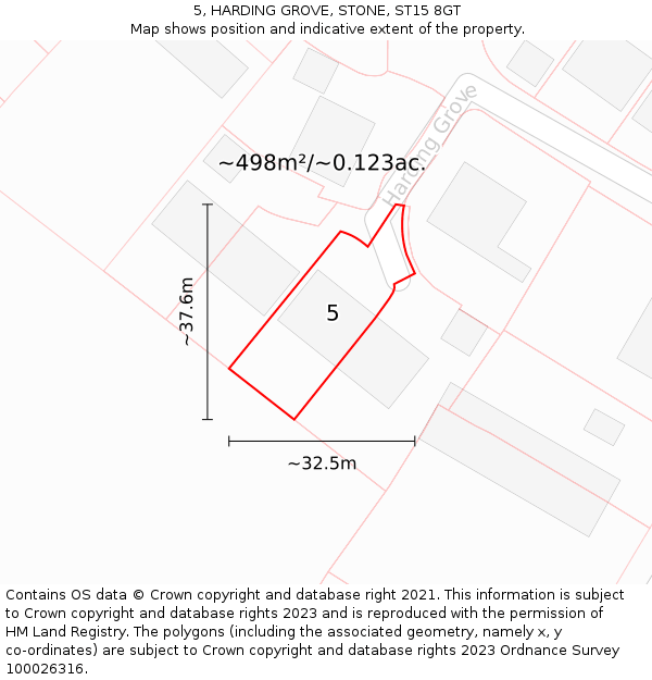 5, HARDING GROVE, STONE, ST15 8GT: Plot and title map