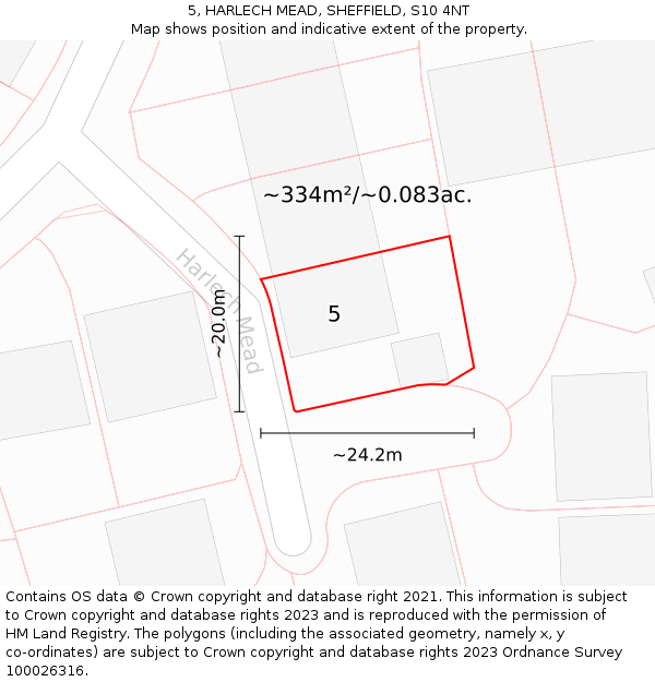 5, HARLECH MEAD, SHEFFIELD, S10 4NT: Plot and title map