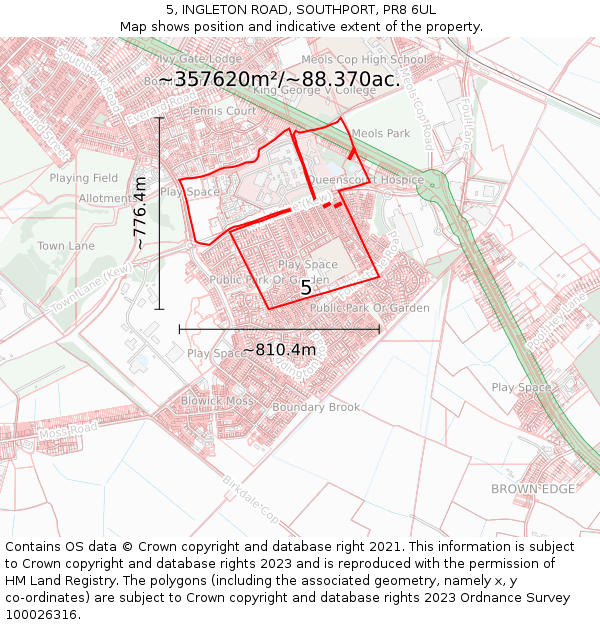 5, INGLETON ROAD, SOUTHPORT, PR8 6UL: Plot and title map