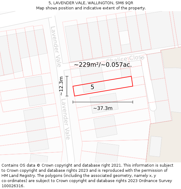 5, LAVENDER VALE, WALLINGTON, SM6 9QR: Plot and title map