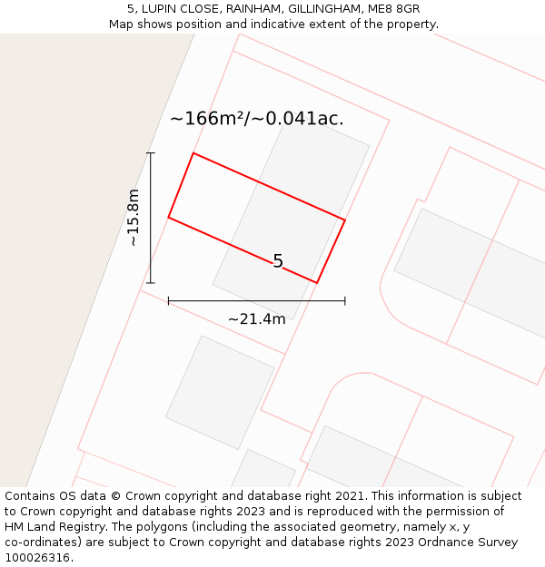 5, LUPIN CLOSE, RAINHAM, GILLINGHAM, ME8 8GR: Plot and title map