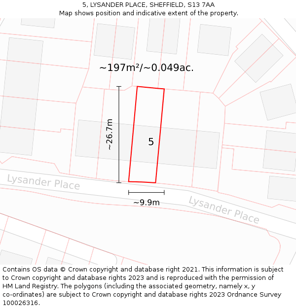 5, LYSANDER PLACE, SHEFFIELD, S13 7AA: Plot and title map