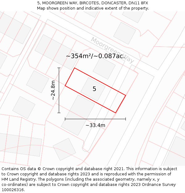 5, MOORGREEN WAY, BIRCOTES, DONCASTER, DN11 8FX: Plot and title map