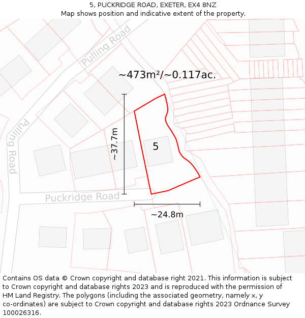 5, PUCKRIDGE ROAD, EXETER, EX4 8NZ: Plot and title map