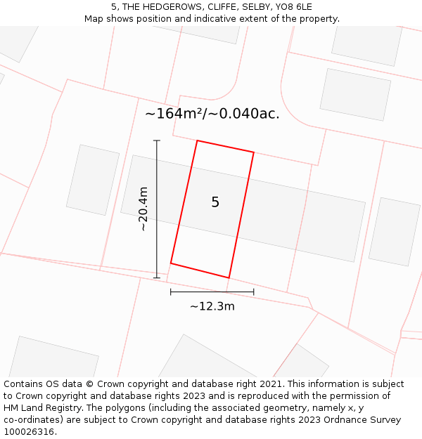 5, THE HEDGEROWS, CLIFFE, SELBY, YO8 6LE: Plot and title map