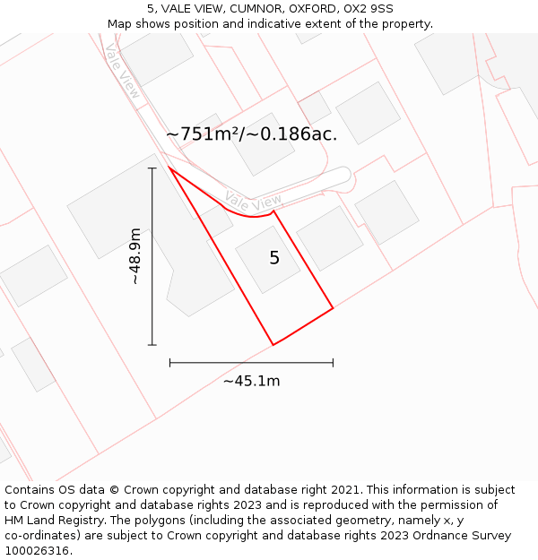 5, VALE VIEW, CUMNOR, OXFORD, OX2 9SS: Plot and title map