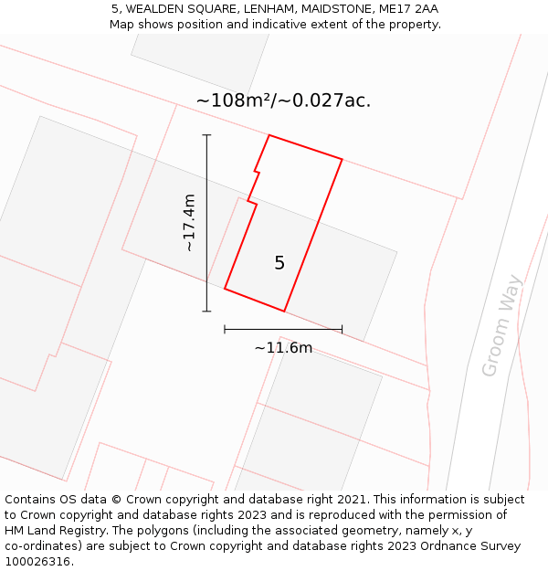 5, WEALDEN SQUARE, LENHAM, MAIDSTONE, ME17 2AA: Plot and title map