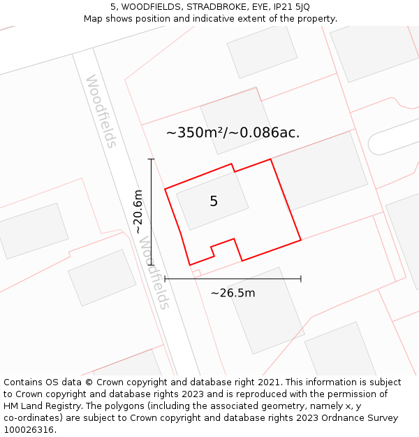 5, WOODFIELDS, STRADBROKE, EYE, IP21 5JQ: Plot and title map