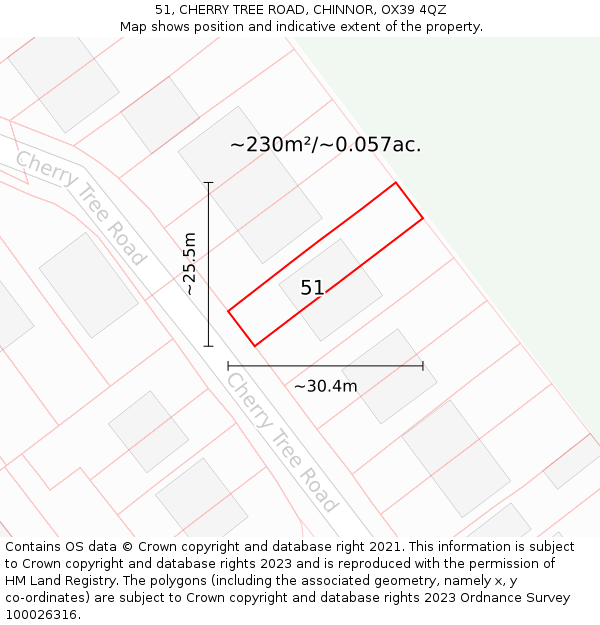 51, CHERRY TREE ROAD, CHINNOR, OX39 4QZ: Plot and title map