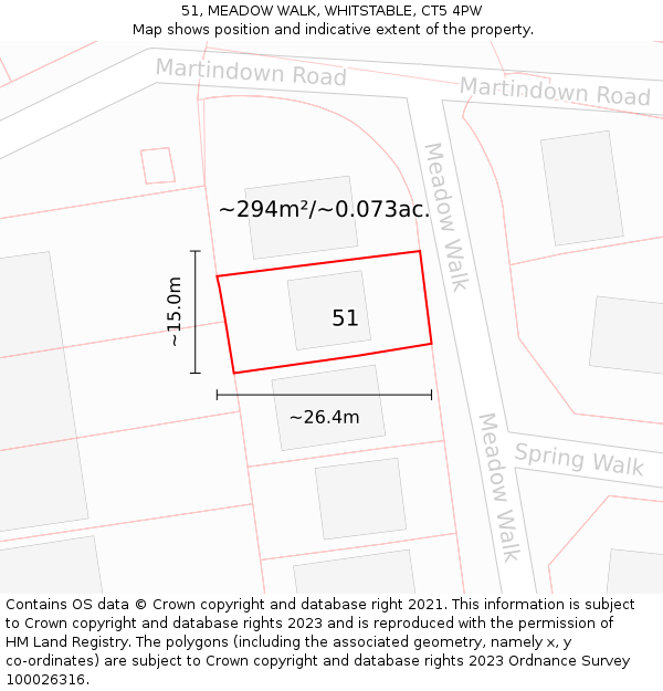 51, MEADOW WALK, WHITSTABLE, CT5 4PW: Plot and title map
