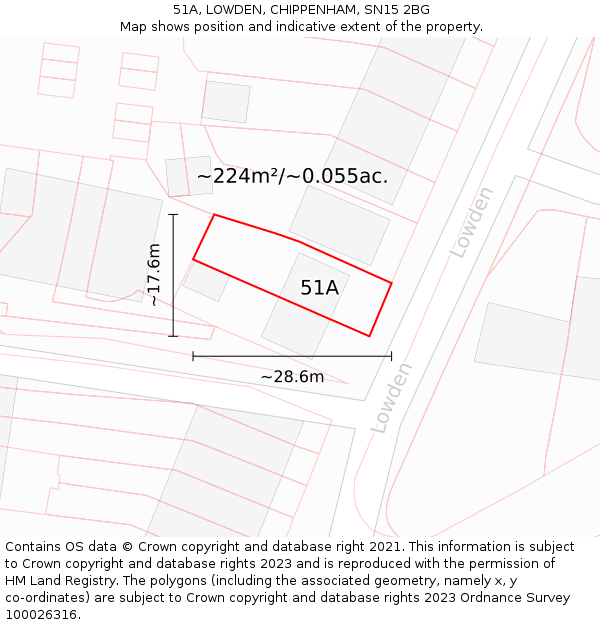 51A, LOWDEN, CHIPPENHAM, SN15 2BG: Plot and title map