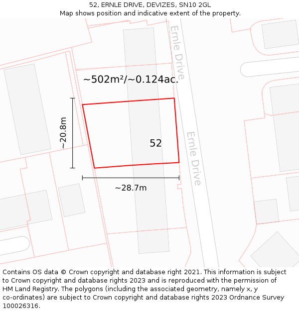 52, ERNLE DRIVE, DEVIZES, SN10 2GL: Plot and title map