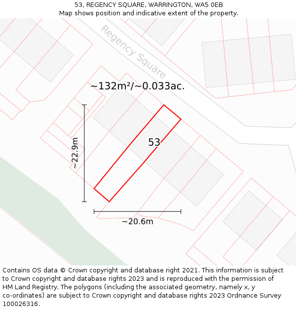 53, REGENCY SQUARE, WARRINGTON, WA5 0EB: Plot and title map
