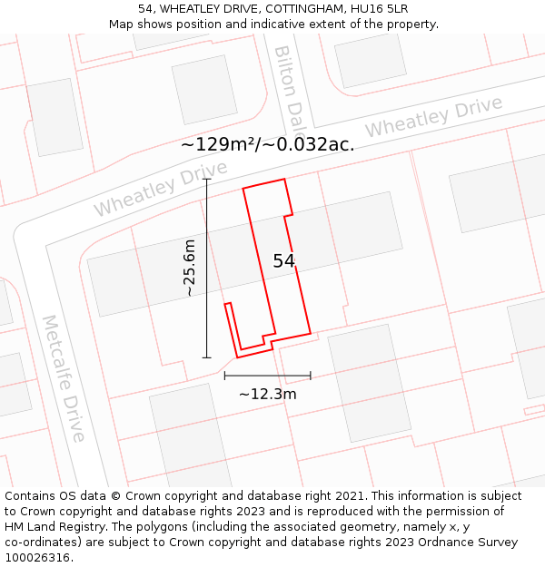 54, WHEATLEY DRIVE, COTTINGHAM, HU16 5LR: Plot and title map