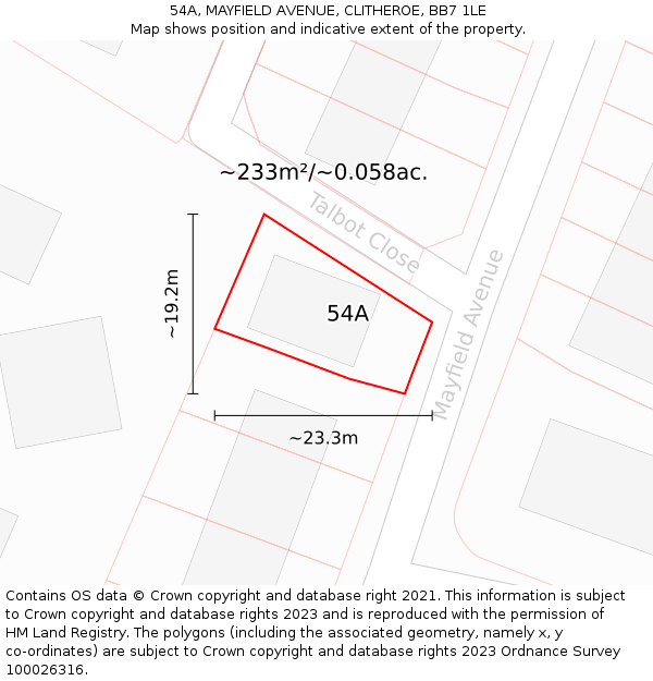 54A, MAYFIELD AVENUE, CLITHEROE, BB7 1LE: Plot and title map