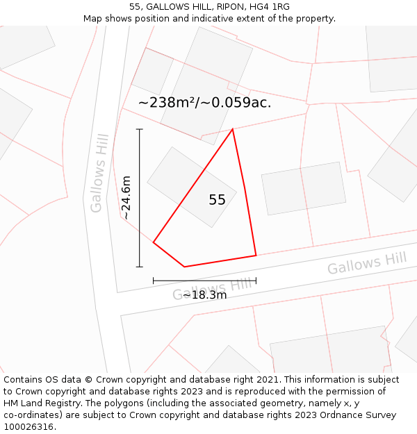 55, GALLOWS HILL, RIPON, HG4 1RG: Plot and title map