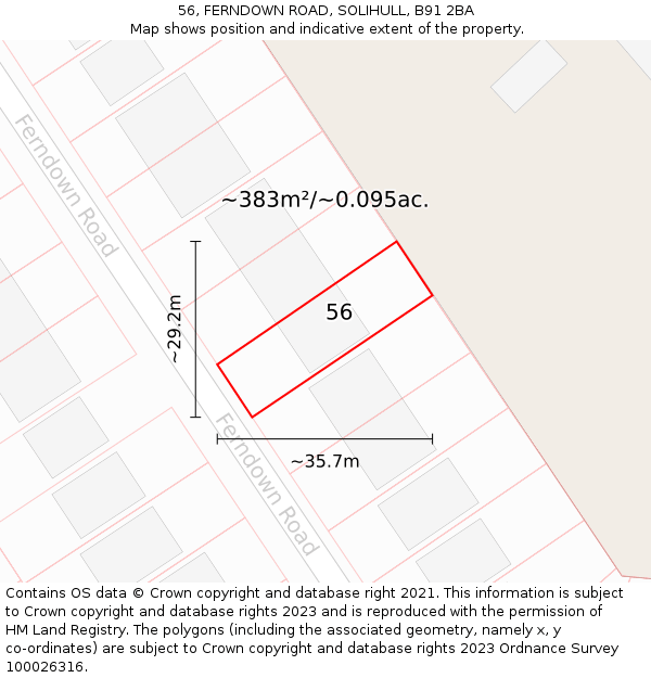 56, FERNDOWN ROAD, SOLIHULL, B91 2BA: Plot and title map
