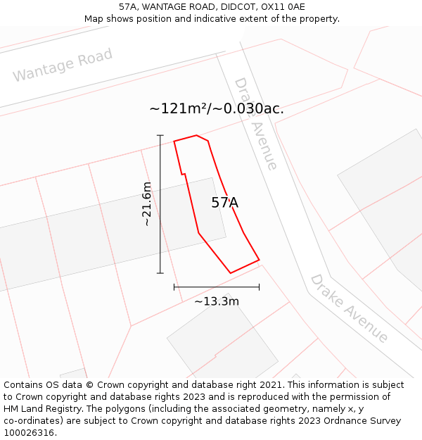 57A, WANTAGE ROAD, DIDCOT, OX11 0AE: Plot and title map