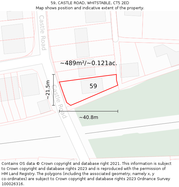 59, CASTLE ROAD, WHITSTABLE, CT5 2ED: Plot and title map