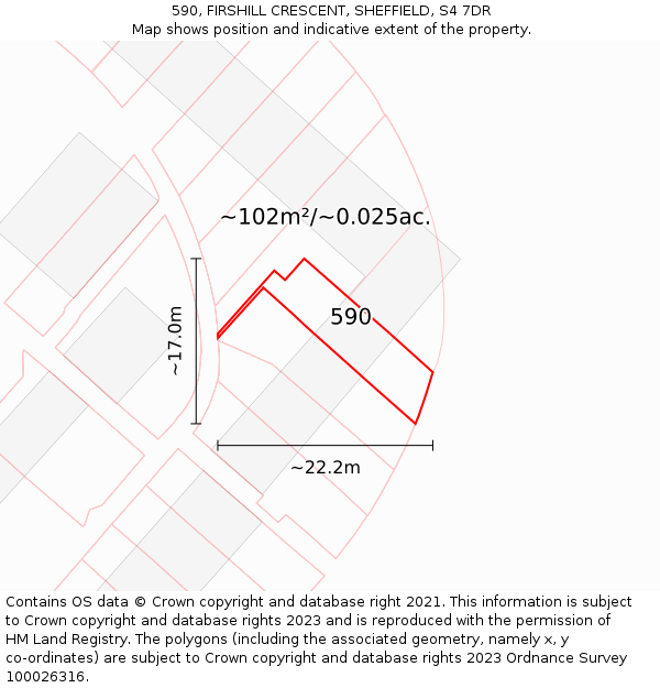 590, FIRSHILL CRESCENT, SHEFFIELD, S4 7DR: Plot and title map