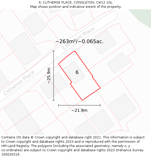 6, CLITHEROE PLACE, CONGLETON, CW12 1GL: Plot and title map