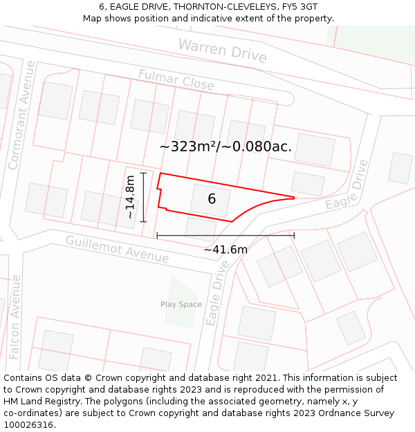 6, EAGLE DRIVE, THORNTON-CLEVELEYS, FY5 3GT: Plot and title map