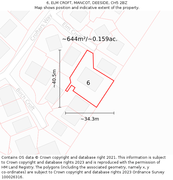 6, ELM CROFT, MANCOT, DEESIDE, CH5 2BZ: Plot and title map