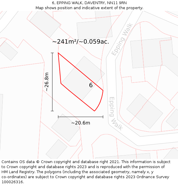6, EPPING WALK, DAVENTRY, NN11 9RN: Plot and title map